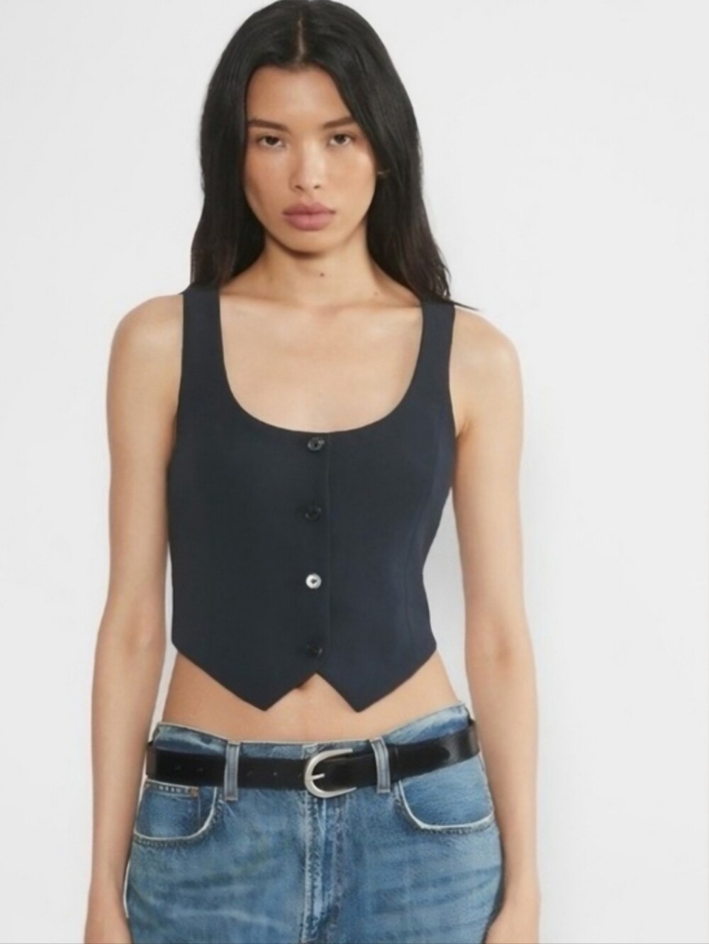 Aritzia Wilfred Rocco Vest Black Crepette Office Business Casual Size 4 NWT
